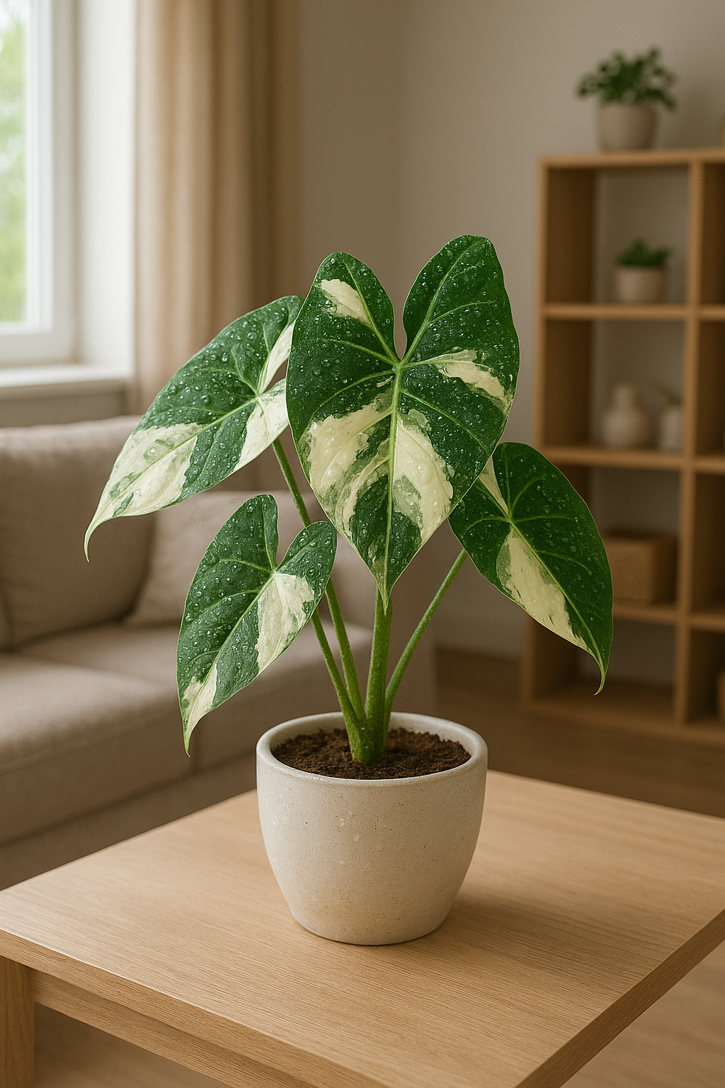 Alocasia Frydek Variegata 25cm - Plante rare panachée